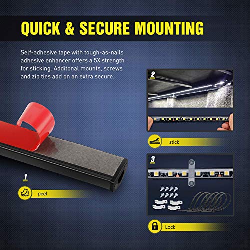 Waterproof Truck Bed LED Strip Kit with Switch - 2-Pack 60 Inches