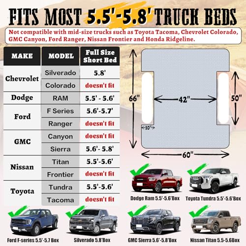 Inflatable Air Mattress for Full Size Trucks, 5.5-5.8ft, Perfect for Outdoor Adventures