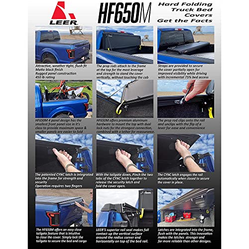 Black Quad-Folding Tonneau Cover for Toyota Tacoma 2016-2023 5'2 Bed