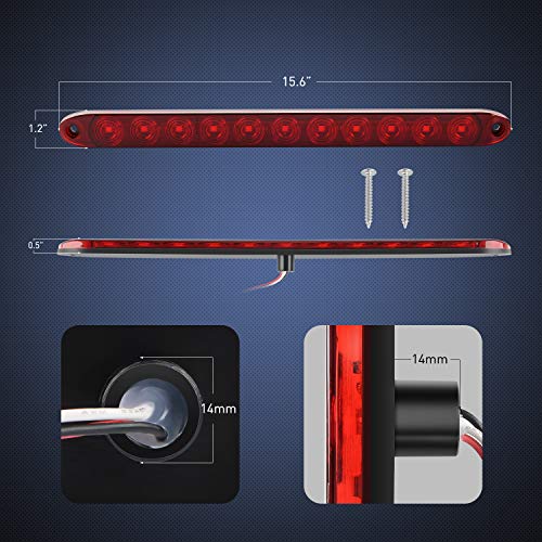 Nilight 2PC 16Inch 11 LED Red Trailer Light Bar IP65 Waterproof DOT Compliant