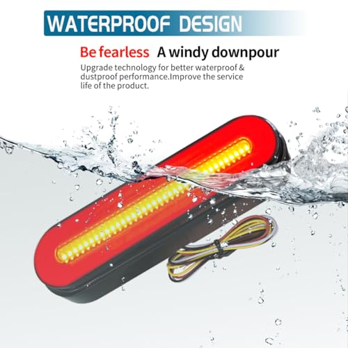 2PCS Red Oval LED Tail Lights for RV, Truck, Jeep, ATV, Motorcycle (12V-24V)