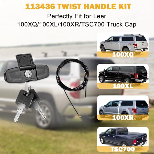 Black Twist T-Handle Locking Kit for Leer Truck Caps, 2 Keys Included